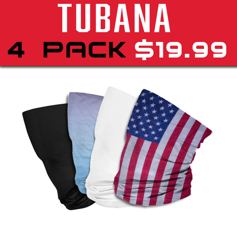 Tubana 4 Pack - Black, White, Blue Ombre + Red, White & Blue